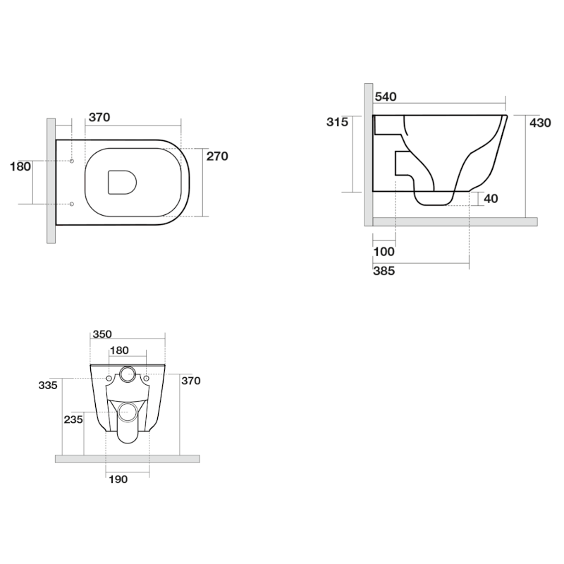 TRIBECA závěsná WC mísa, Rimless, 35x54cm, bílá 511401