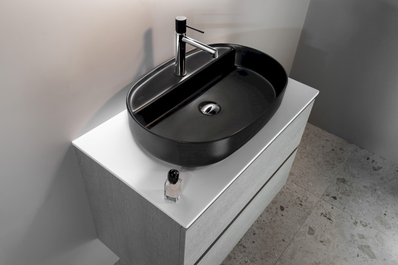 INFINITY OVAL keramické umyvadlo na desku, 60x40cm, černá mat 10NF65060-2N