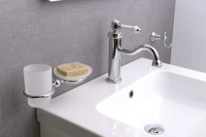 DIAMOND držák kartáčků s mýdlenkou, mléčné sklo, chrom 1317-04