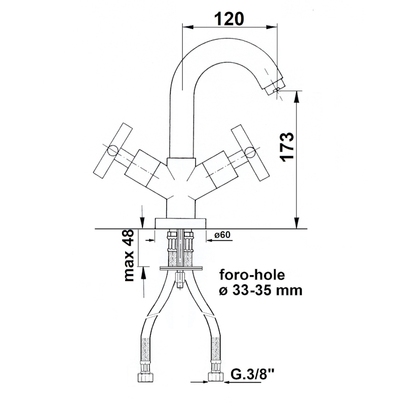 AXIA stojánková umyvadlová baterie, chrom 517/S