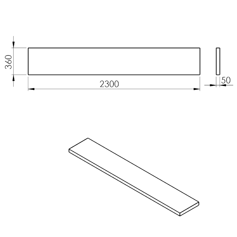 AVICE deska pod umyvadlo 230x36cm, tl.5cm, dub Rover AV2364
