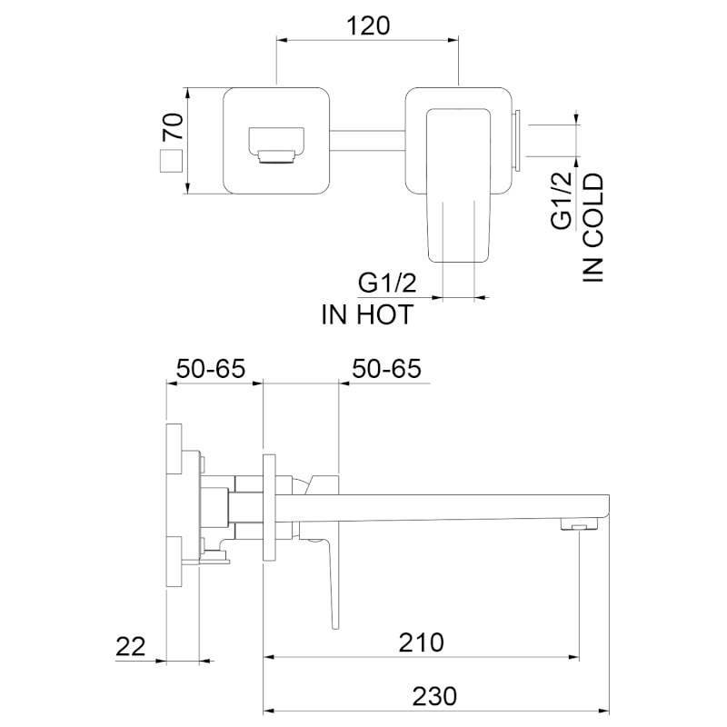 TURSI podomítková dvouprvková umyvadlová baterie, chrom TI018