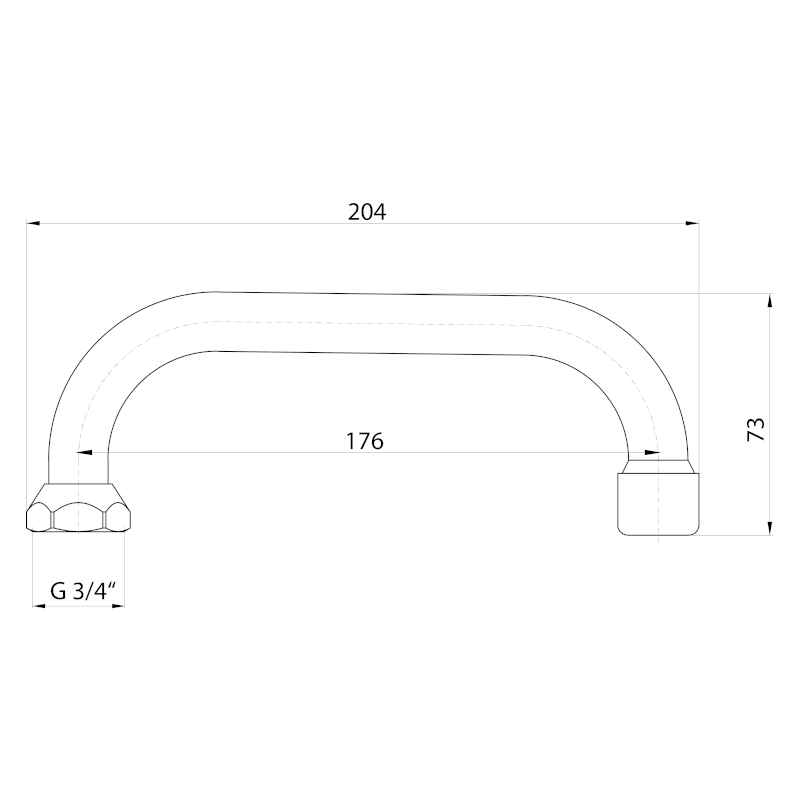 Universální výtokové ramínko k baterii, 176mm, typ-U, chrom 15U110