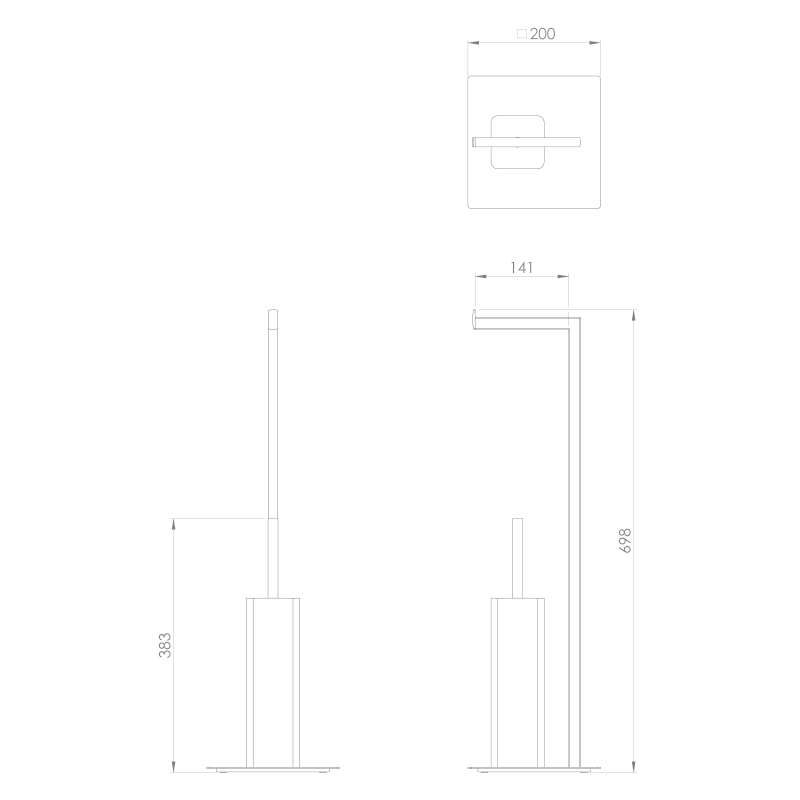 FELIX stojan s držákem na toaletní papír a WC štětkou, hranatý, černá mat 133214