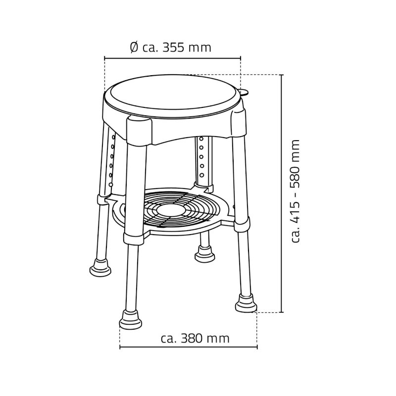 HANDICAP stolička otočná, nastavitelná výška, bílá/modrá A0050401