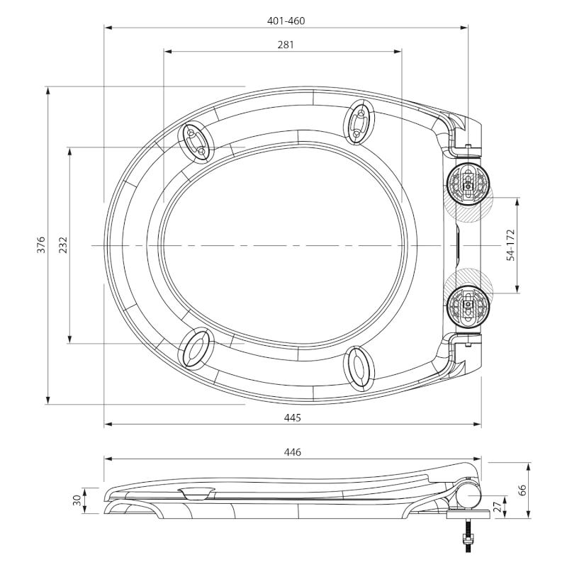 PHARO WC sedátko s LED podsvícením, Soft Close, Easy Take, bílá WX1315
