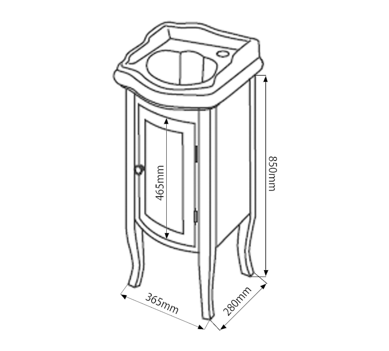 RETRO umyvadlová skříňka 36,5x85x29cm, buk 1640