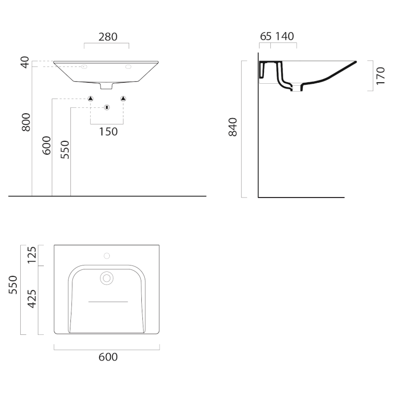 COMMUNITY keramické umyvadlo 60x55cm, bez přepadu, bílá ExtraGlaze 7634111