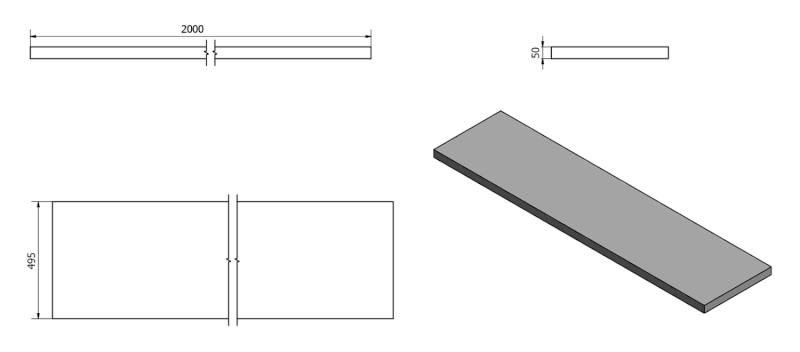 AVICE deska pod umyvadlo 200x50cm, tl.5cm, dub starobílý AV205