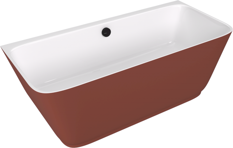 SKYLLA nástěnná stojící vana litý mramor 170x75x60cm, bílá/hnědá mat 72430.72