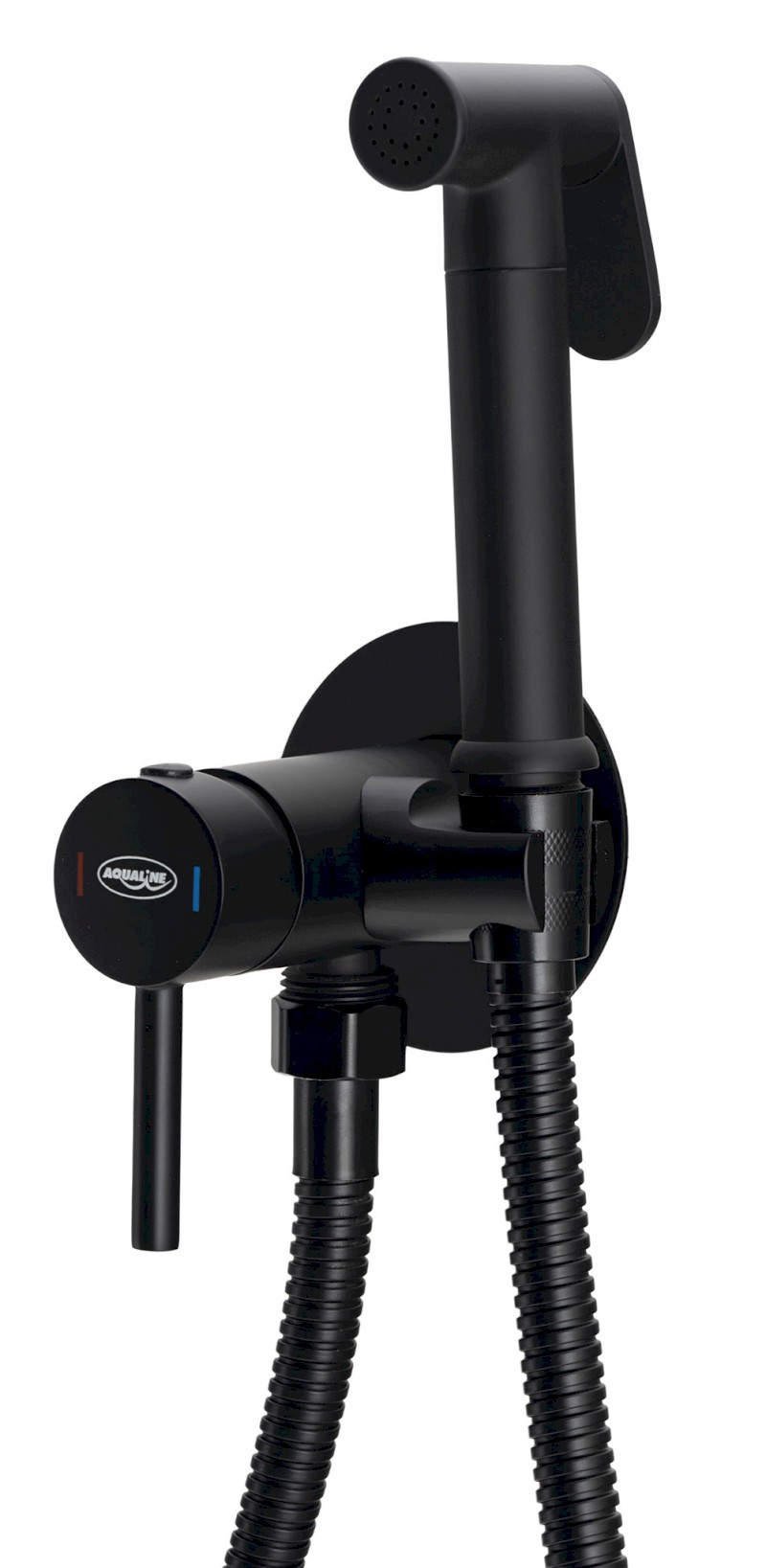 Podomítková bidetová baterie se Stop sprškou, hadice 1,2m, kulatá, černá mat SK302B