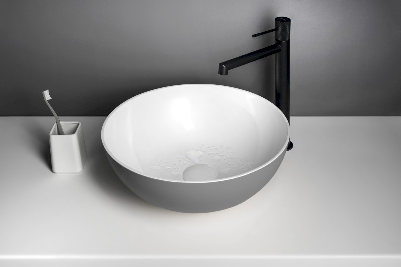 BANERA ROUND umyvadlo na desku, litý mramor, průměr 39cm, bílá/šedá mat 14337.32