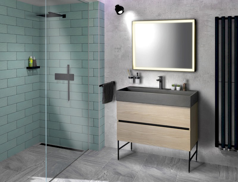 ODETTA umyvadlová skříňka 95x50x43,5cm, dub stříbrný DT100-1111