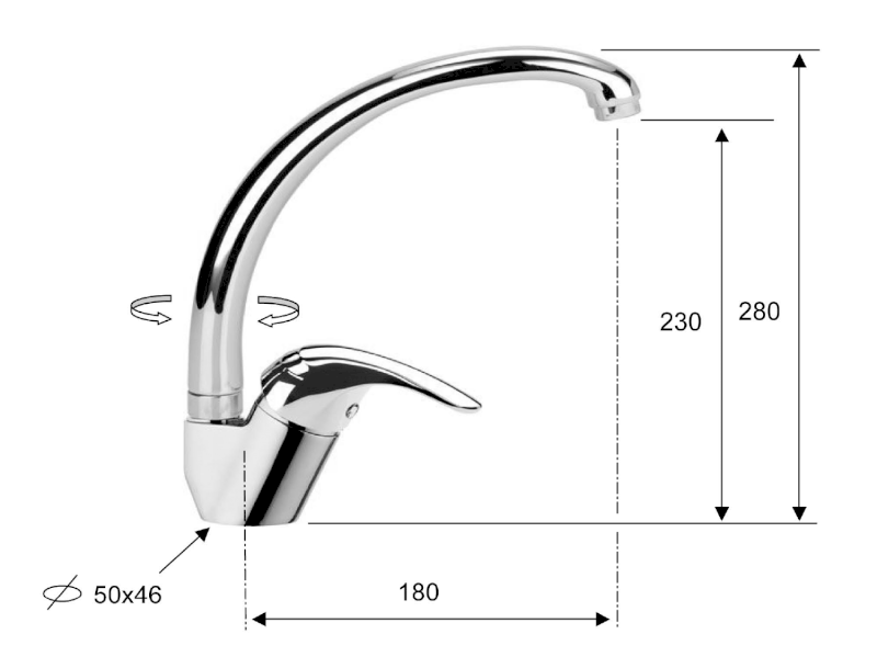 SALY stojánková dřezová baterie, výška 280mm, bronz SA516