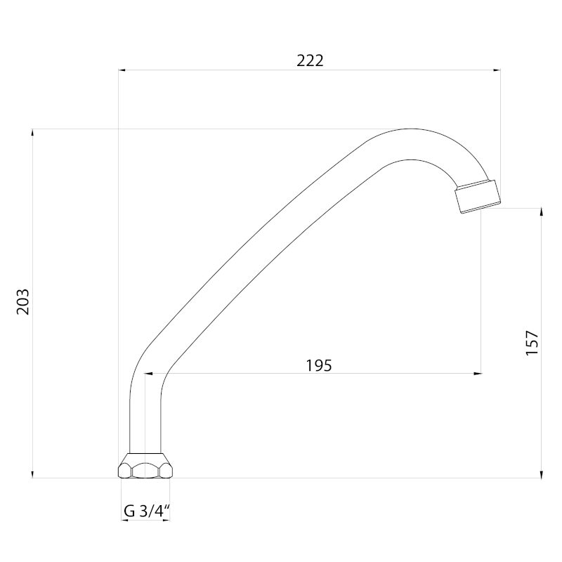 Universální výtokové ramínko k baterii, 195mm, typ-J, chrom 15J150