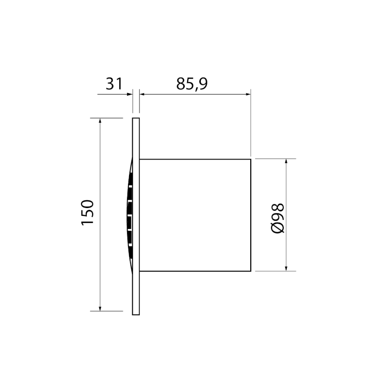 B-10 PLUS koupelnový ventilátor, 15W, potrubí 100mm, bílá 00981001