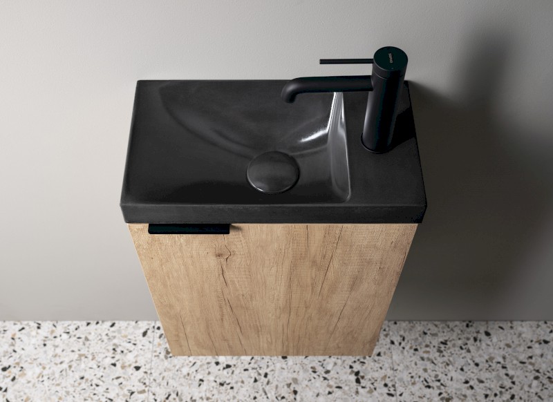 AGOS betonové umývátko 40x22cm, levé/pravé, antracit pololesk AS40016