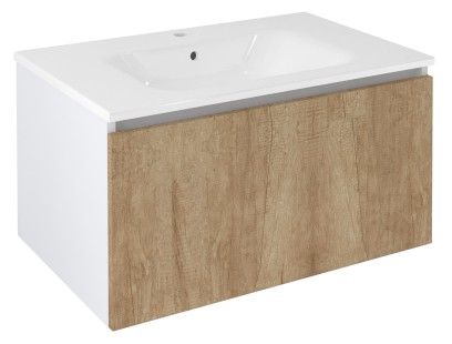 LOREA umyvadlová skříňka 80x44x51,2cm, 1x zásuvka, dub alabama/bílá mat LE080-2231