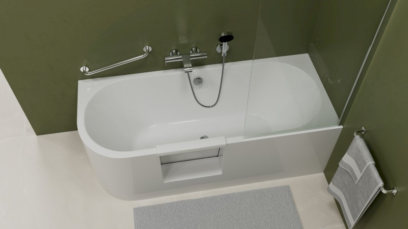 PORTAS R asymetrická vana s dvířky, 180x75x60cm, bílá 75561