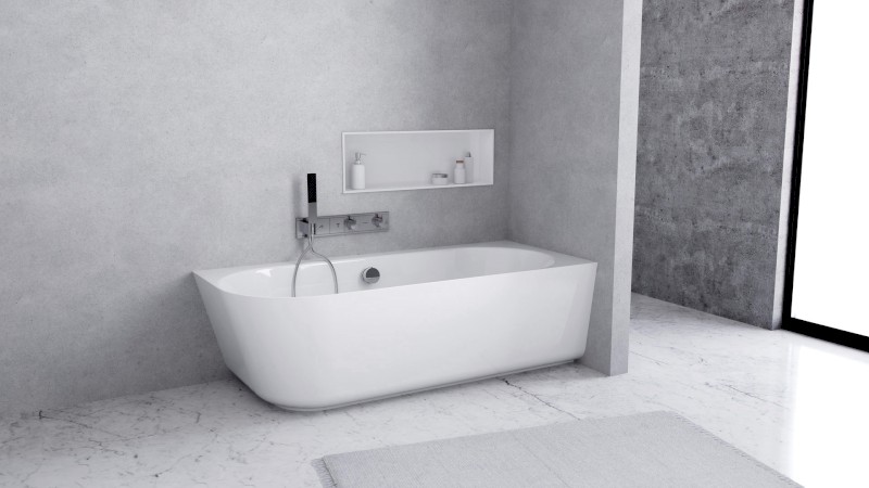 SUSSI R rohová stojící vana, litý mramor 150x70x49,5cm, bílá 93231R