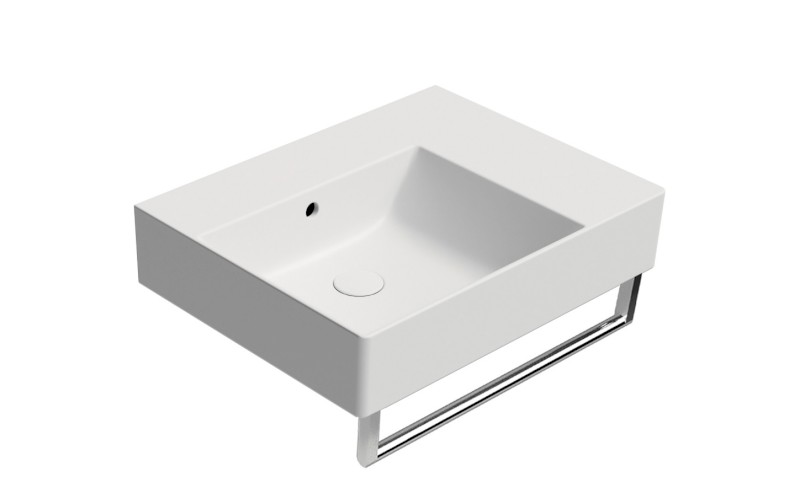 KUBE X keramické umyvadlo 60x47cm, s odkládací plochou vpravo, bez otvoru, bílá mat 9438009