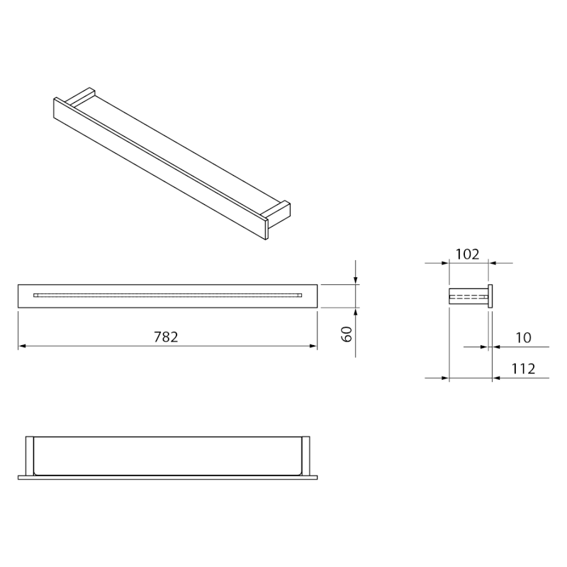 PATRON skleněná police 78cm, bílá PX785W