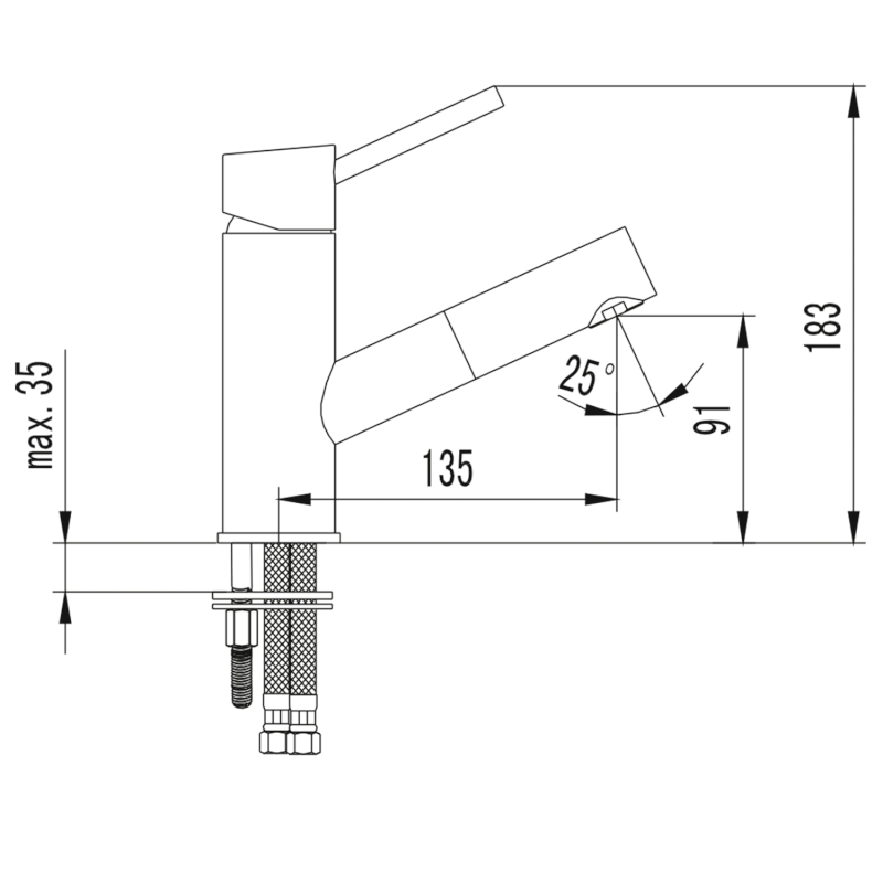 PARIS stojánková umyvadlová baterie s výsuvnou sprškou, chrom 1104-05