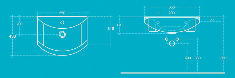 ZERO keramické umyvadlo nábytkové 55x43,5cm, bílá 6055
