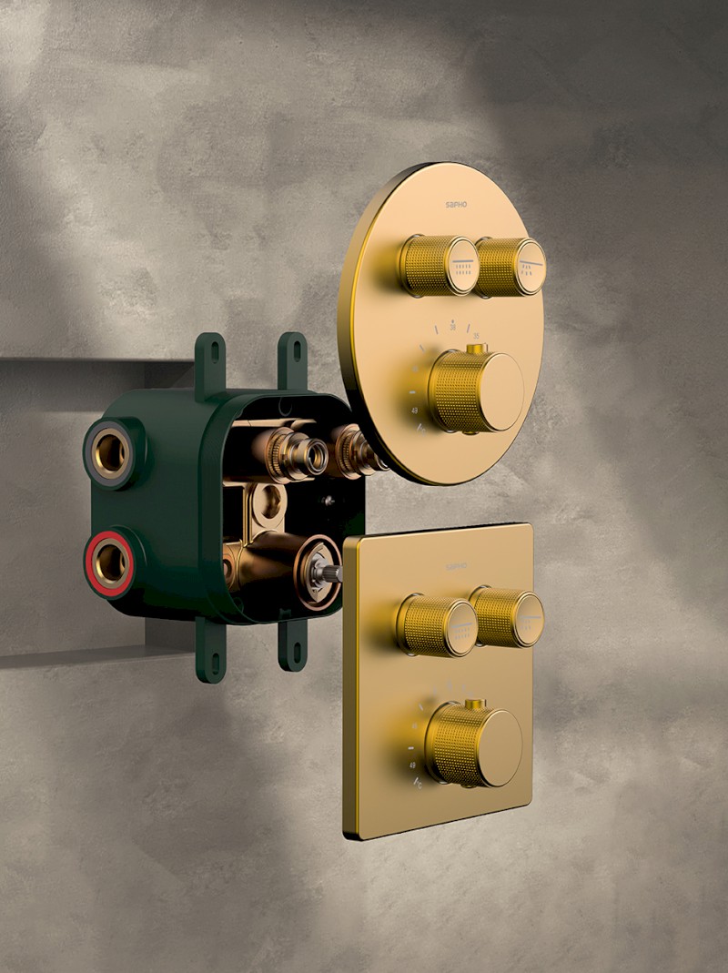 SMART SELECT podomítková sprchová termostatická baterie, box, 2 výstupy, zlato mat RP042GB