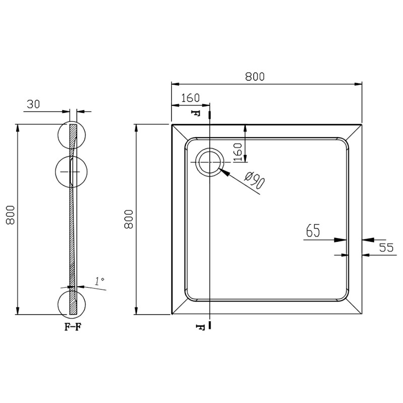 TECMI sprchová vanička z litého mramoru, čtverec 80x80cm, bílá PQ008