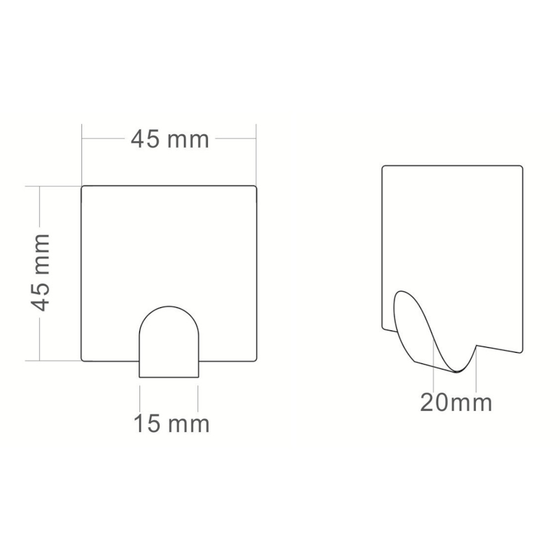 Samolepící háček, sada 4 ks, černá mat 33201