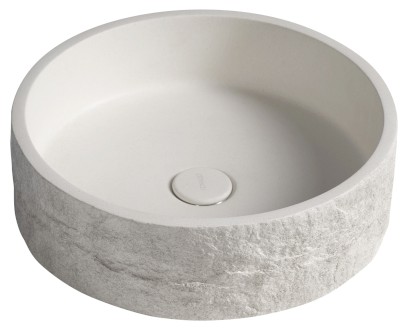 ISPIR betonové umyvadlo včetně výpusti, 40cm, bílý pískovec AR474