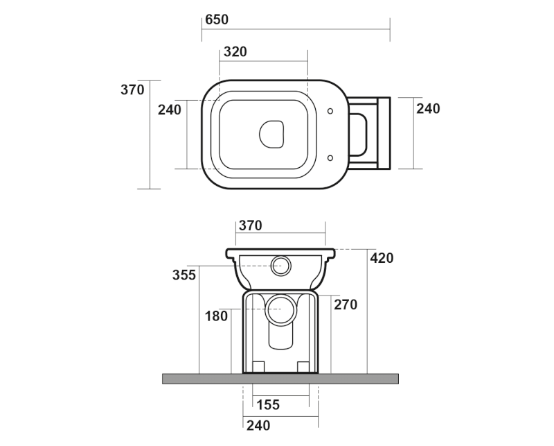 WALDORF WC mísa stojící, 37x65cm, spodní/zadní odpad, černá mat 411631
