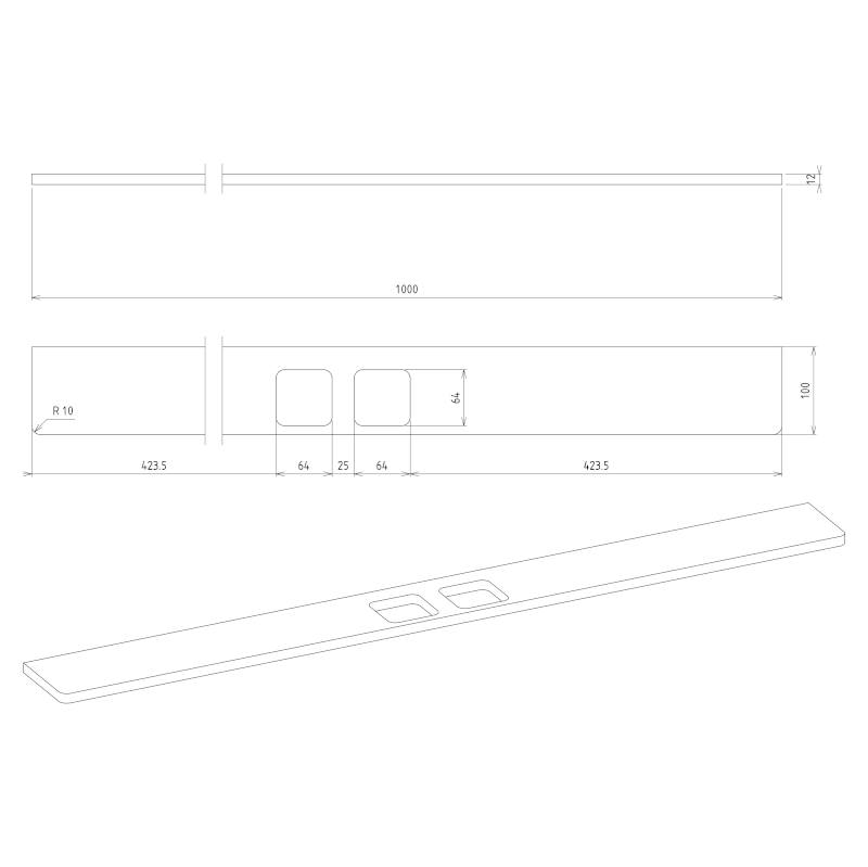 ABELINE police rockstone 1000mm, 2x otvor, bílá mat AB102-0101