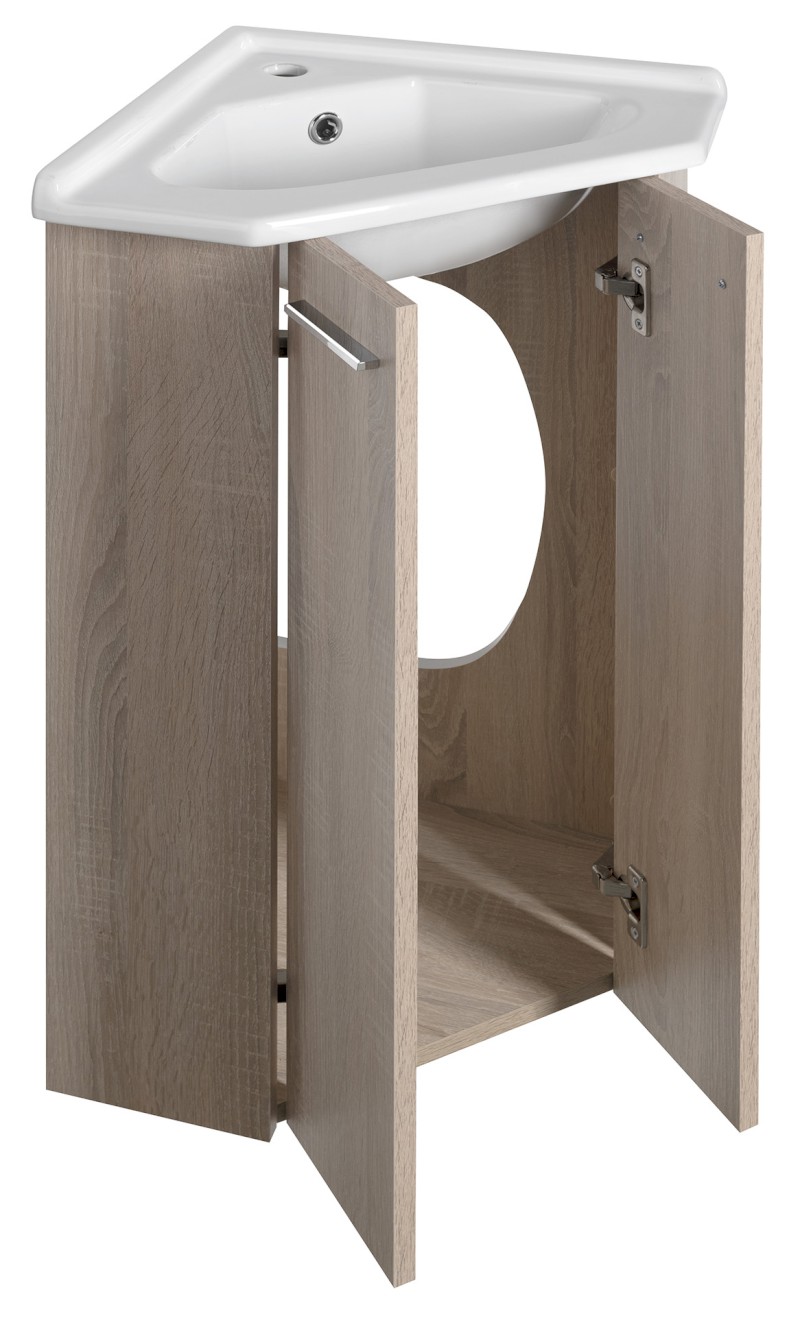 ZOJA umyvadlová skříňka rohová 39x74x39 cm, dub platin 50344