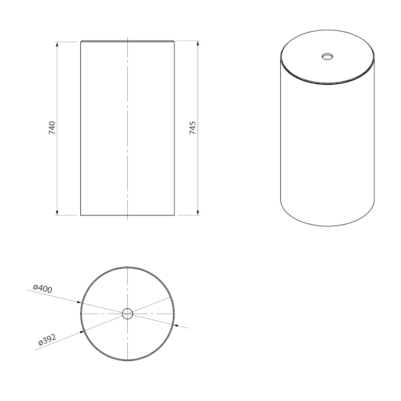 OASIS podstavec pod umyvadlo, LED difuzor, ø 400x745mm, bílá mat AS708-31