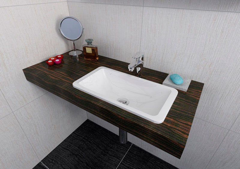 KAMA umyvadlo zápustné, litý mramor, 50x26cm, bílá 50134