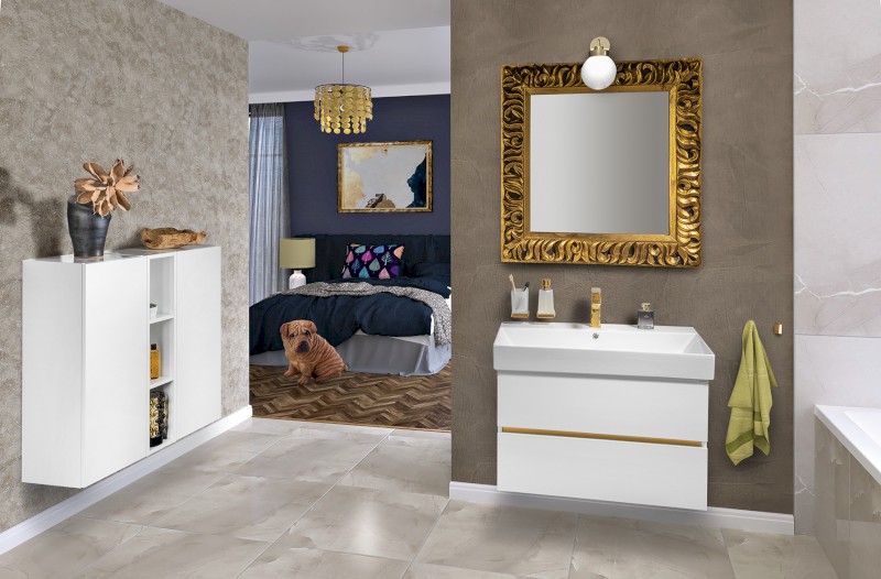 ODETTA umyvadlová skříňka 82x50x43,5cm, bílá lesk DT085-3030