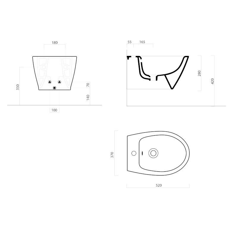 MODO bidet závěsný, 37x52cm, černá mat 9864126