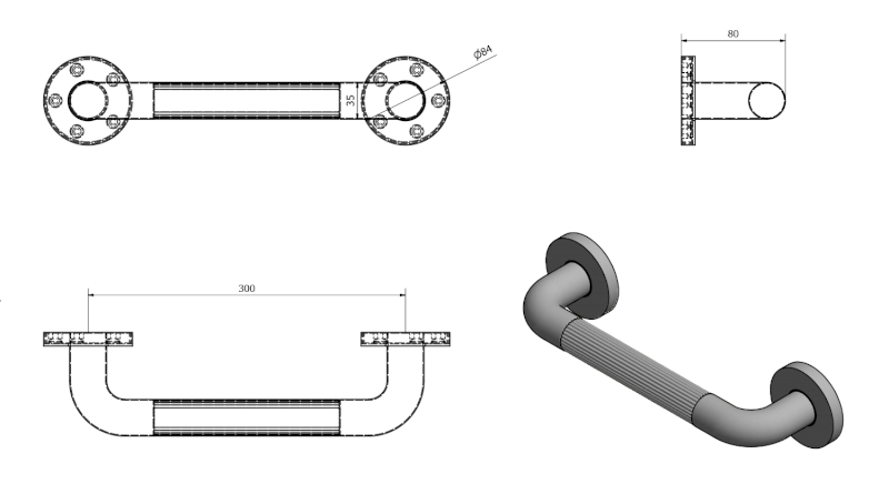 WHITE LINE pevnostní madlo plastové, 300mm, bílá MD156