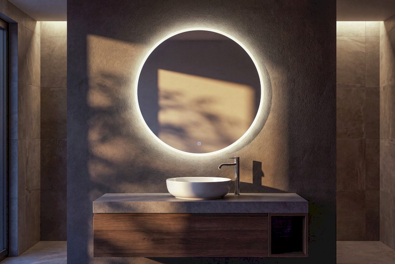 URSA kulaté zrcadlo s LED osvětlením ø 70cm, dotykový senzor, stmívatelné UR070