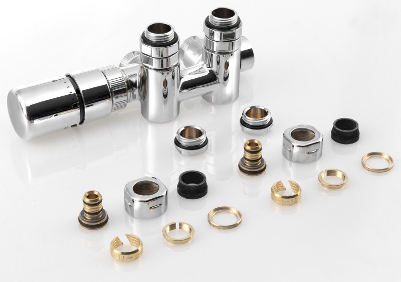 TWIN COMBI připojovací sada ventilů termostatická pro středové připojení, levá, chrom CP5012S