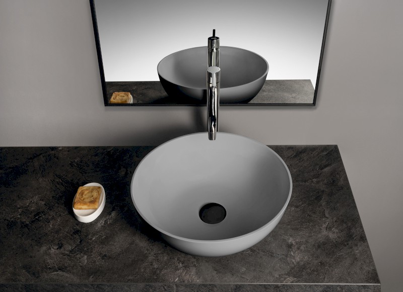 BANERA ROUND umyvadlo na desku, litý mramor, průměr 39cm, šedá mat 14337.31