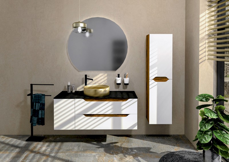 WAVE skříňka vysoká 35x140x30cm, levá/pravá, bílá/dub stříbrný WA245-3011