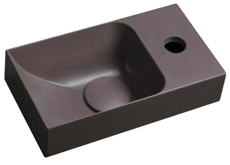 PICCOLINO betonové umývátko 30,8x17cm, baterie vpravo, tmavě hnědá mat PK30515