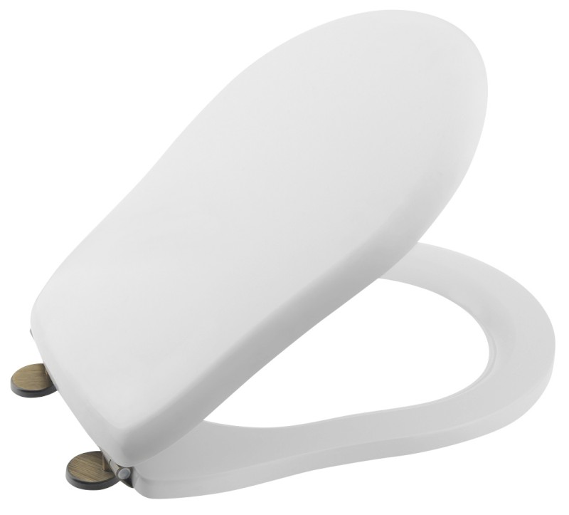 RETRO WC sedátko Soft Close, polyester, bílá/bronz 108601