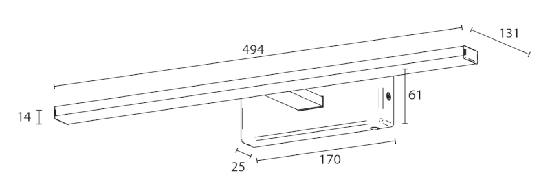 ESTHER LED nástěnné svítidlo, 4 W, 494x62x131 mm, IP44, chrom E26375CI