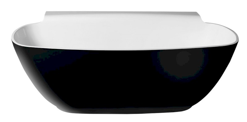 NIGRA volně stojící vana litý mramor 158x80x45cm, černá/bílá 72975