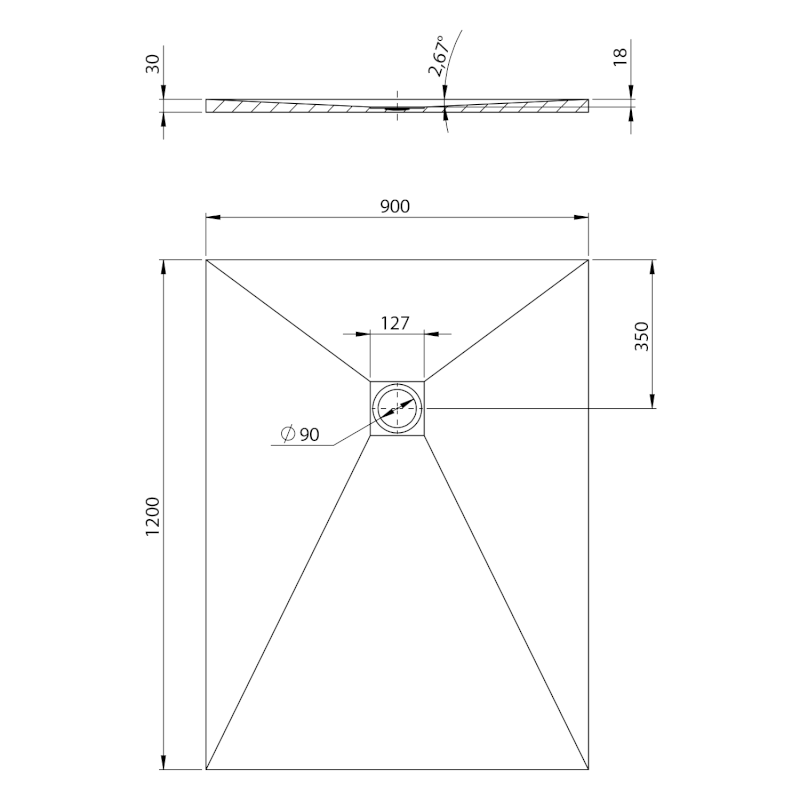 TRENECA vanička z litého mramoru s možností úpravy rozměru, 120x90cm, šedá mat 84307.31