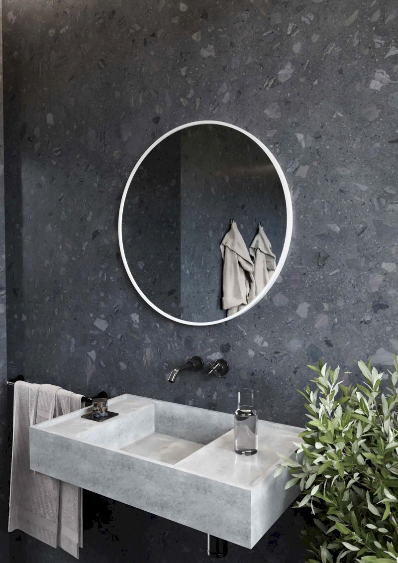 NOTION SLIM kulaté zrcadlo v rámu ø 60cm, bílá mat NT600W